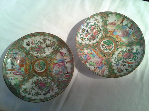 Pair of Rose Medallion Soup Plates