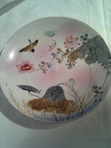 Japanese plate decorated with birds and flowers