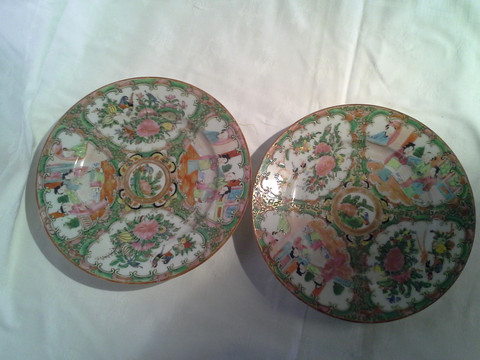 Pair of Famille Rose Medallion Plates