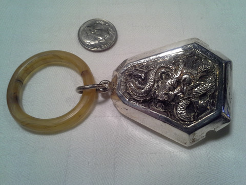 Chinese silver teething ring with bell